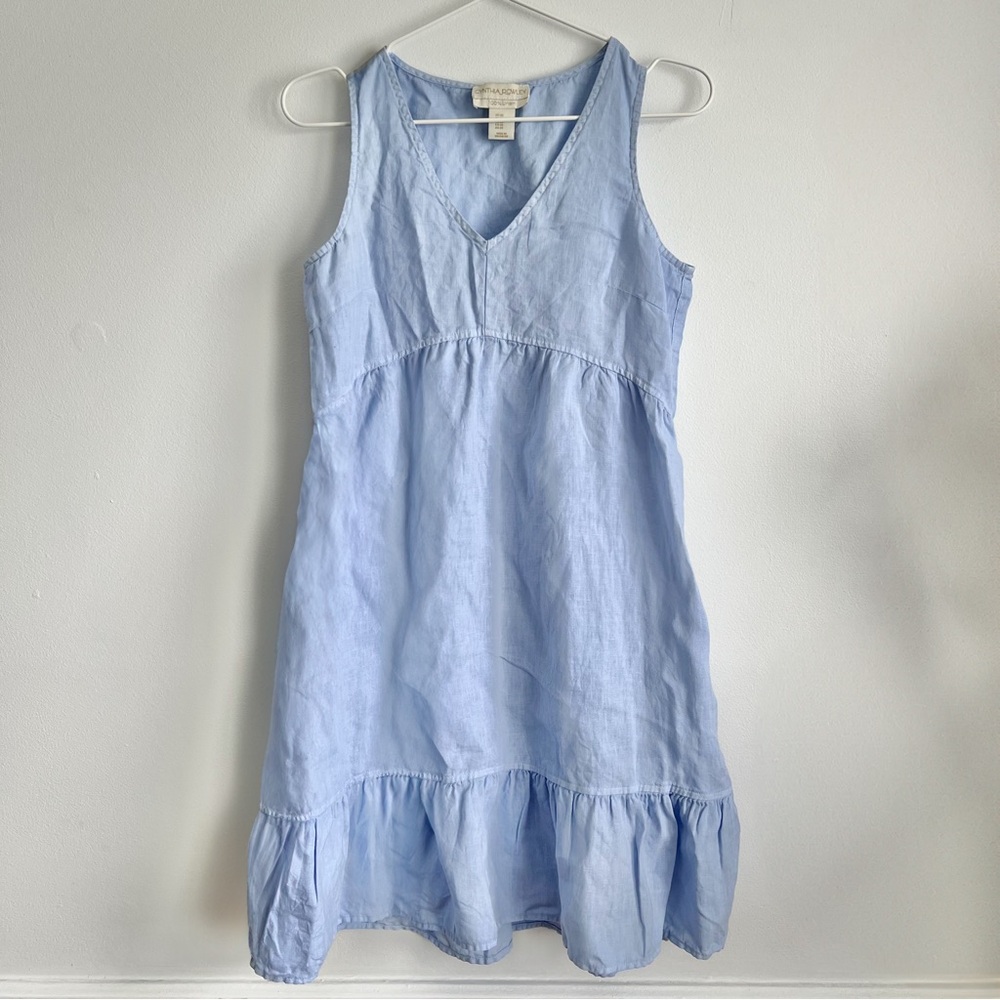 Cynthia Rowley 100% Linen Sky Blue Sleeveless Dress